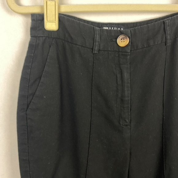 Asos Design Womens Linen Blend Straight Leg Pants Size 4 Black Pockets - Picture 6 of 6